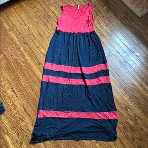 Navy and Pink Maternity Maxi Dress